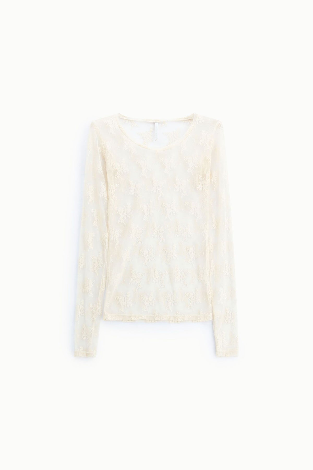 Blusa com mangas longas e malha bordada floral - Imperial