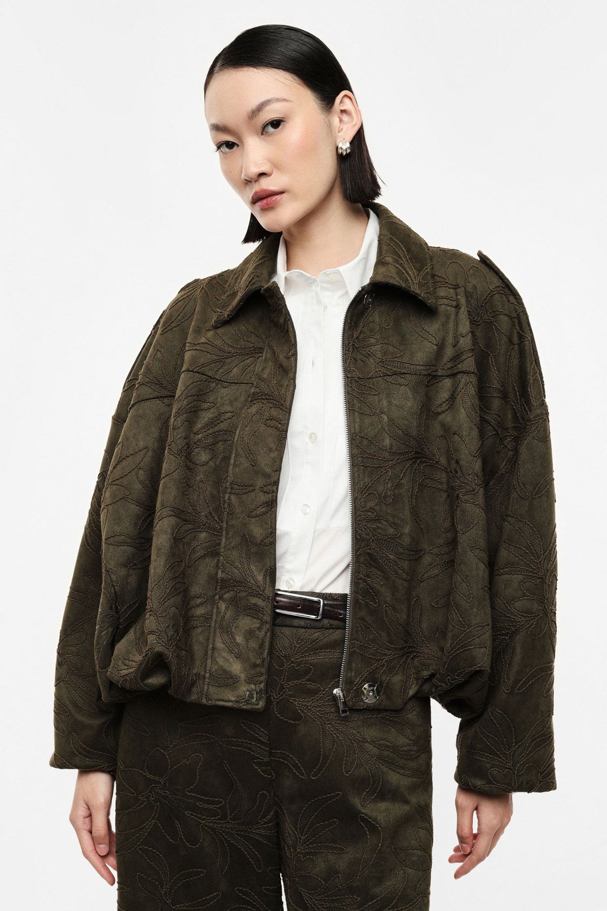 Jaqueta bomber com padrão floral curto - Imperial