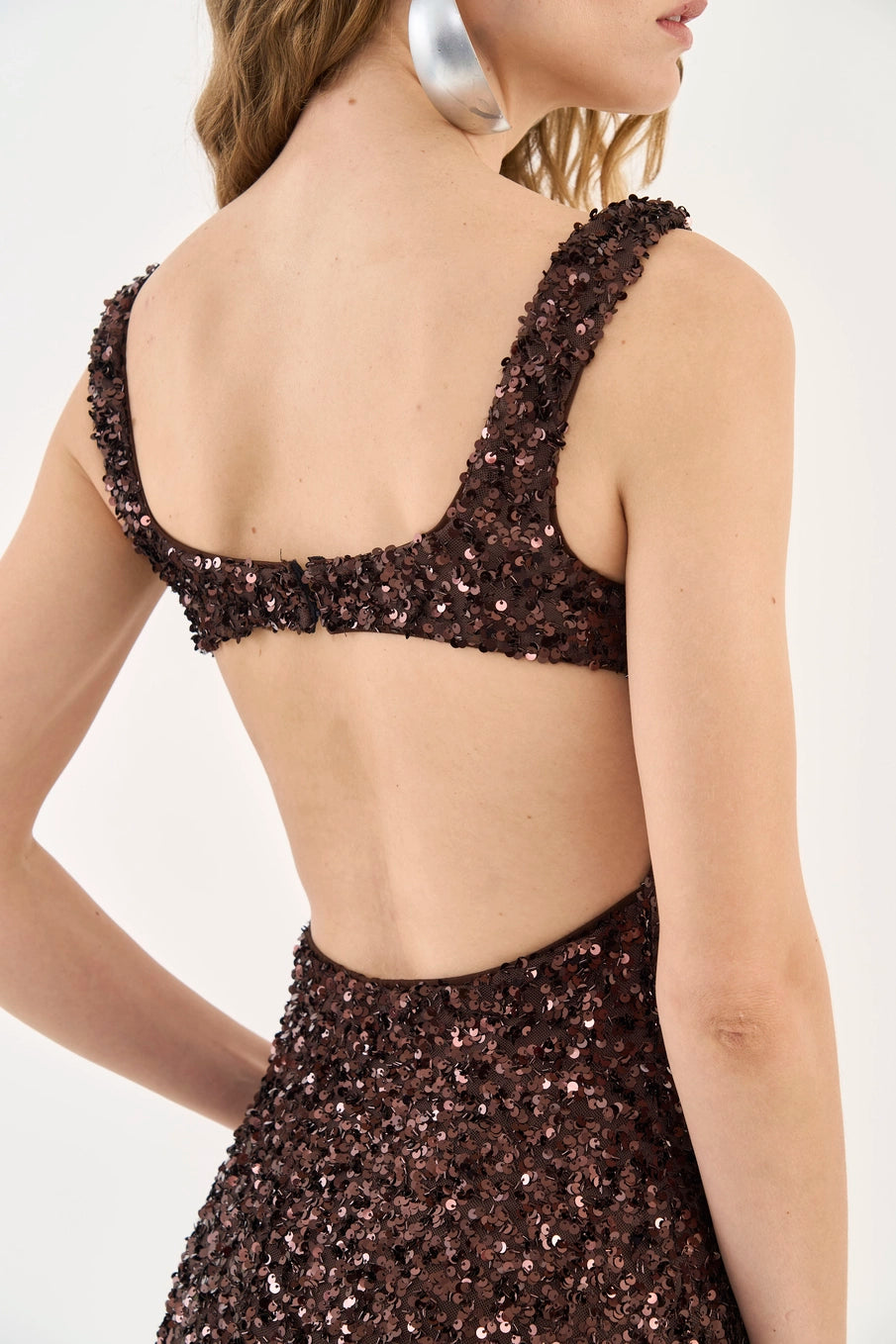 Vestido Midi Lantejoulas Com Abertura Costas - Colcci