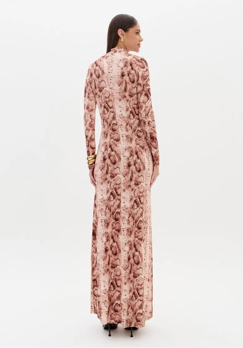 Vestido De Manga Longa Estampado - Lança Perfume