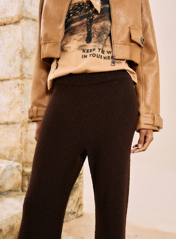 Calça wide leg tricotada - Open