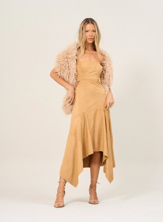Vestido Feminino Midi Alças Finas E Mullet - Open