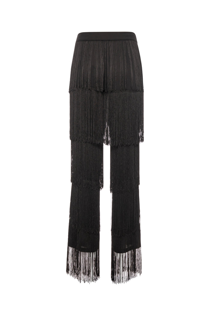 Calça do Palazzo com corte largo e franjas - Fracomina