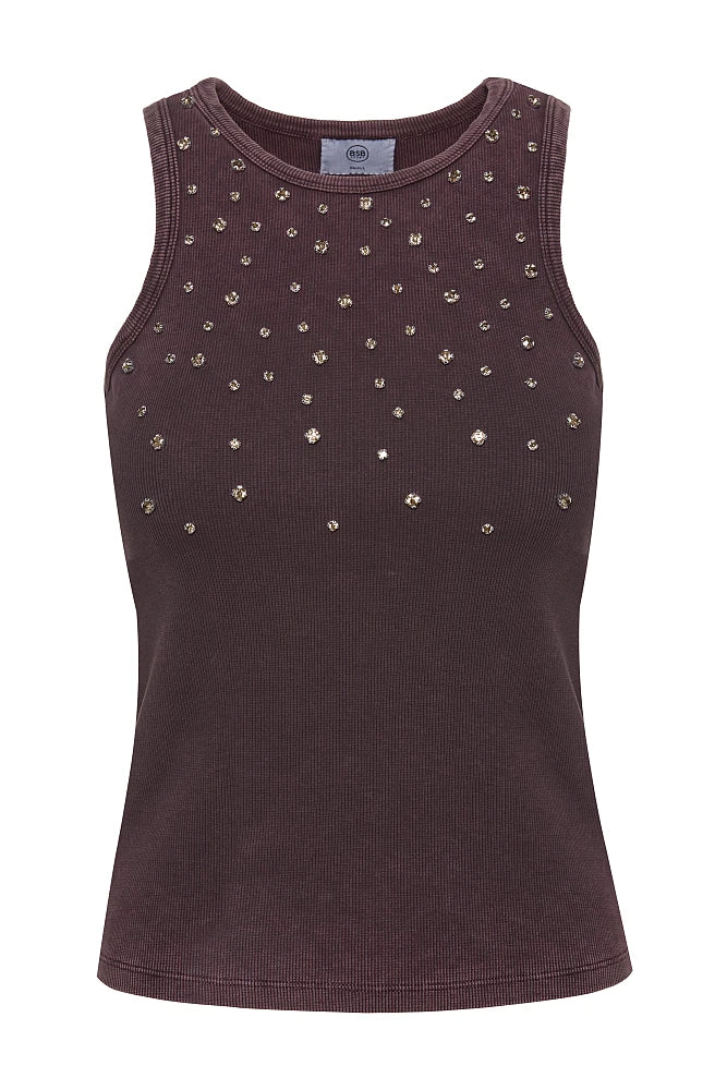Top canelado com adornos de strass - BSB