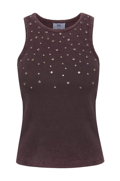 Top canelado com adornos de strass - BSB