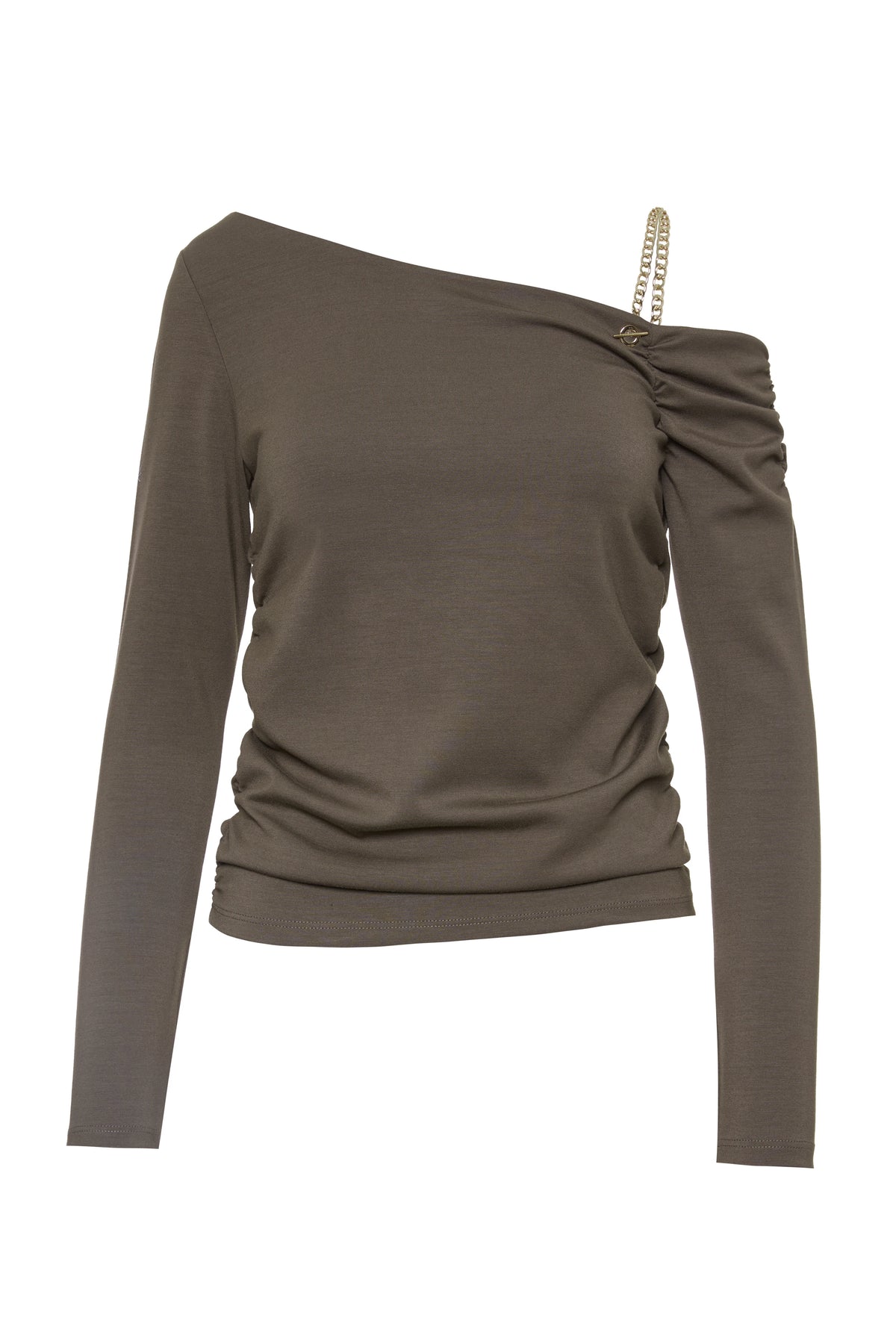 Camisola de um ombro só com corrente preta - BSB