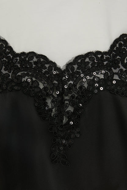 Blusa curta de manga curta com tecidos mistos em preto - BSB