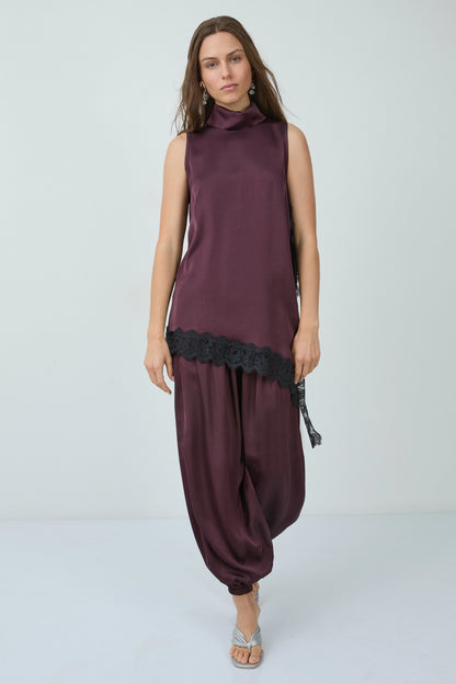 Blusa de gola alta de cetim - BSB