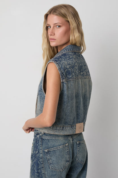 Colete jeans bordado - BSB