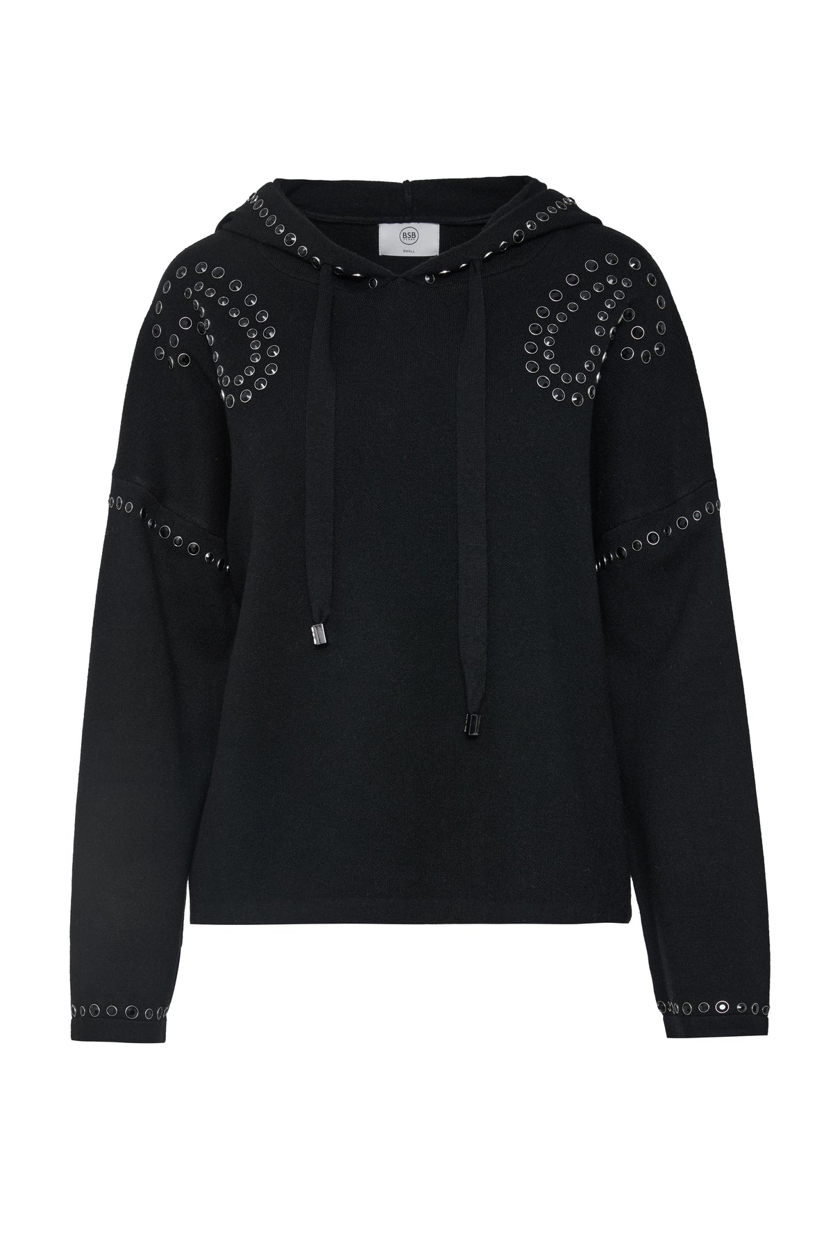 Sweat com capuz e adornos de strass em preto - BSB