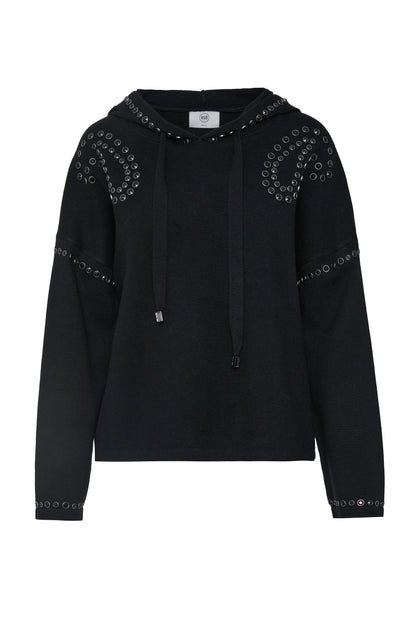 Sweat com capuz e adornos de strass em preto - BSB
