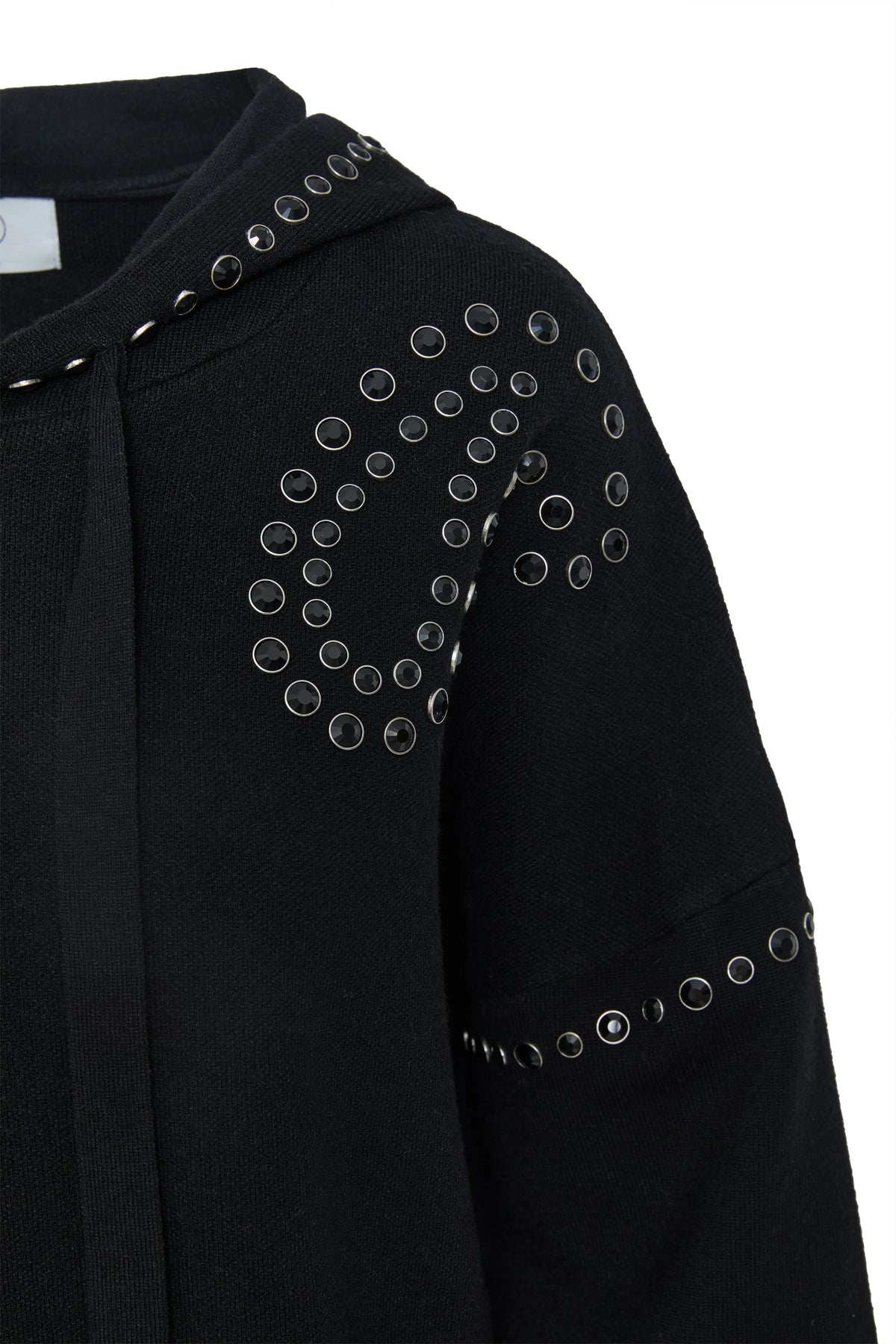 Sweat com capuz e adornos de strass em preto - BSB