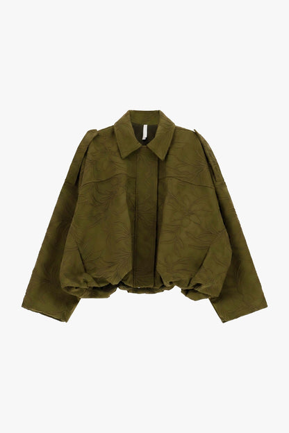 Jaqueta bomber com padrão floral curto - Imperial