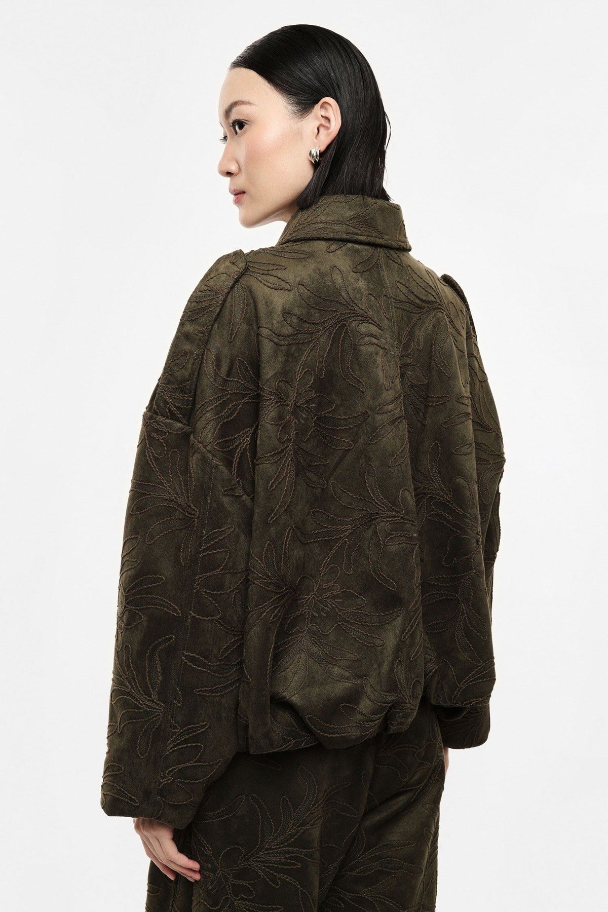 Jaqueta bomber com padrão floral curto - Imperial
