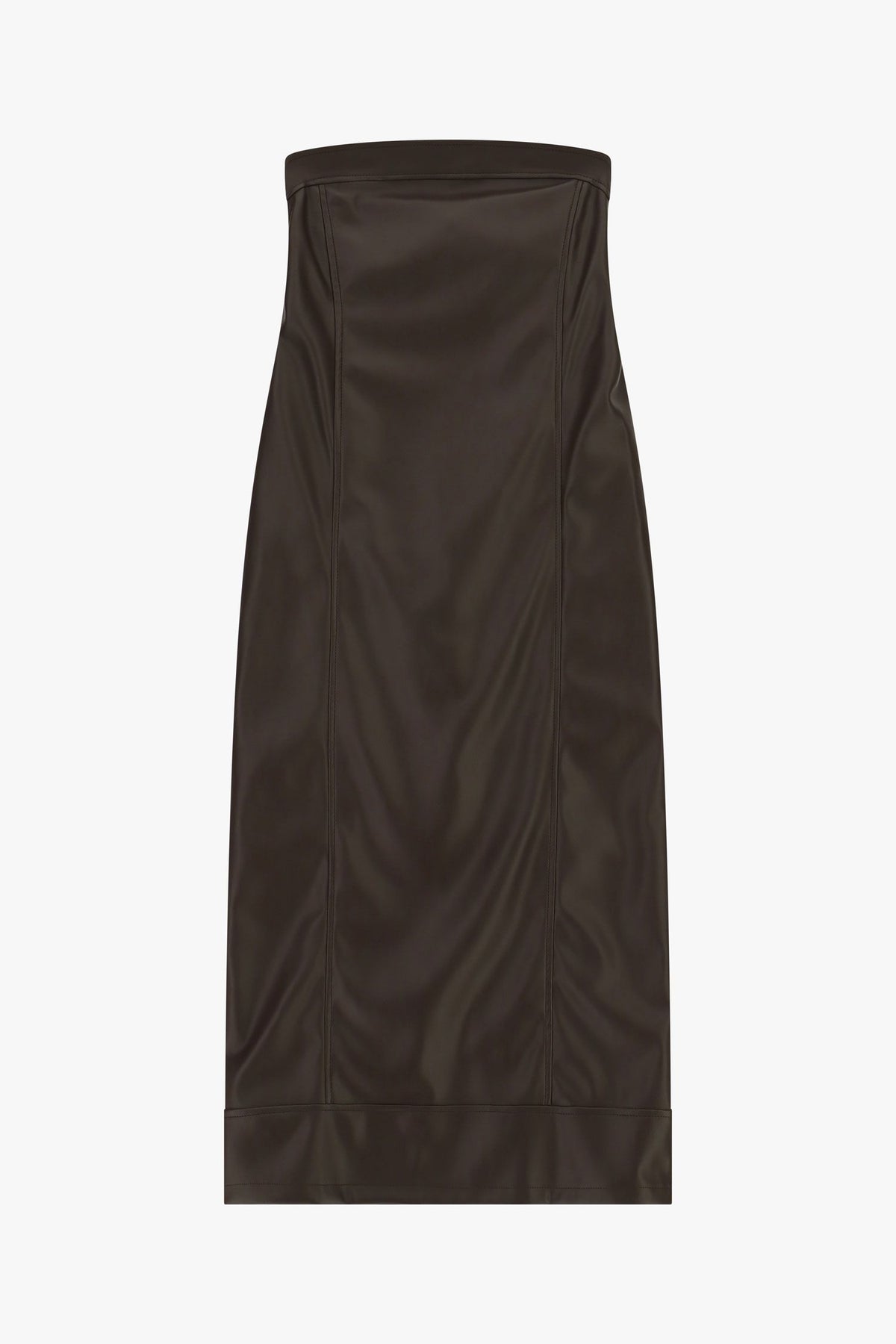 Vestido midi sem alças com decote reto - Imperial