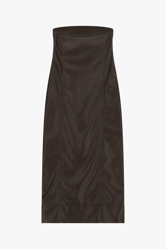 Vestido midi sem alças com decote reto - Imperial
