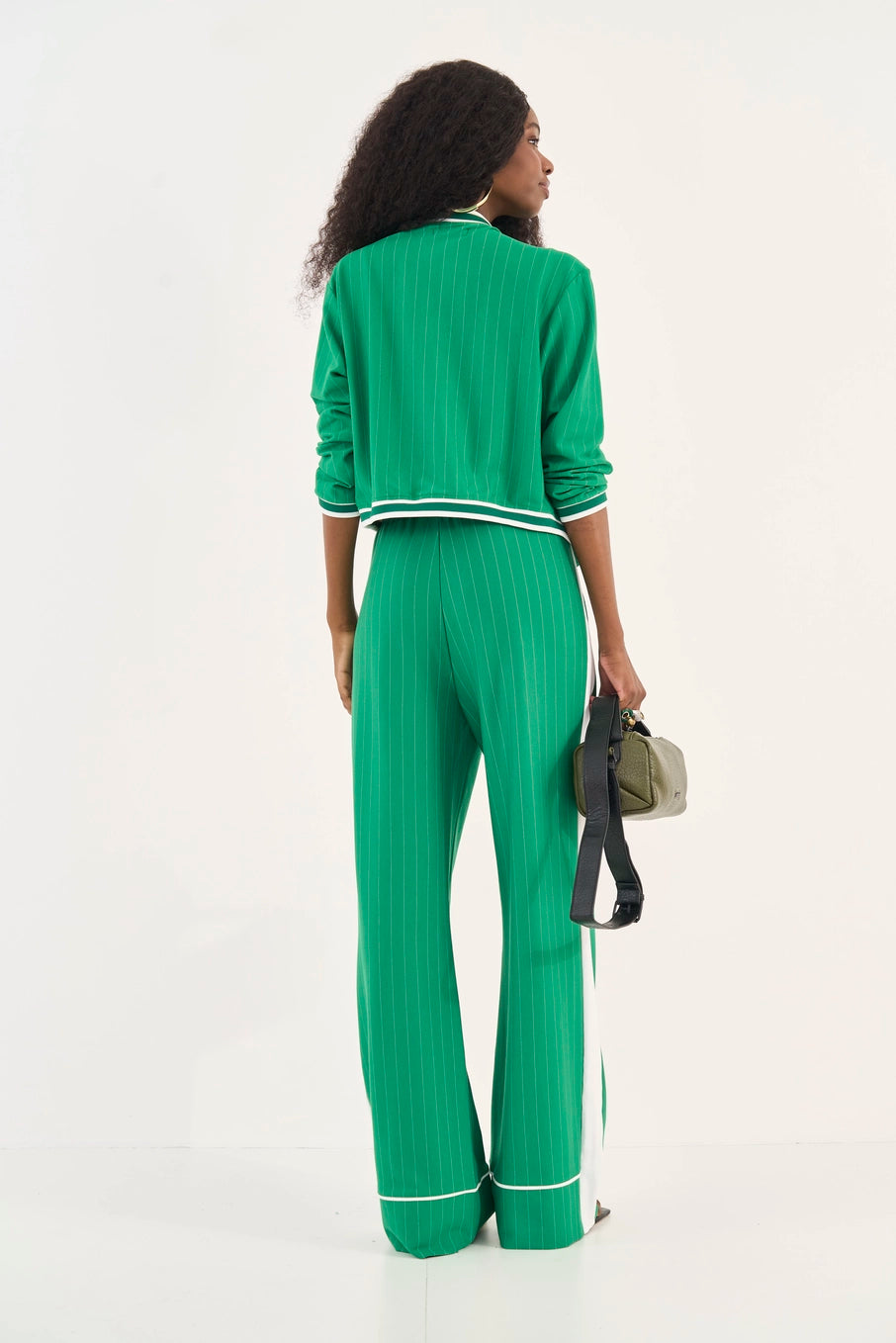 Calça Riscas Wide Leg Jade - Colcci