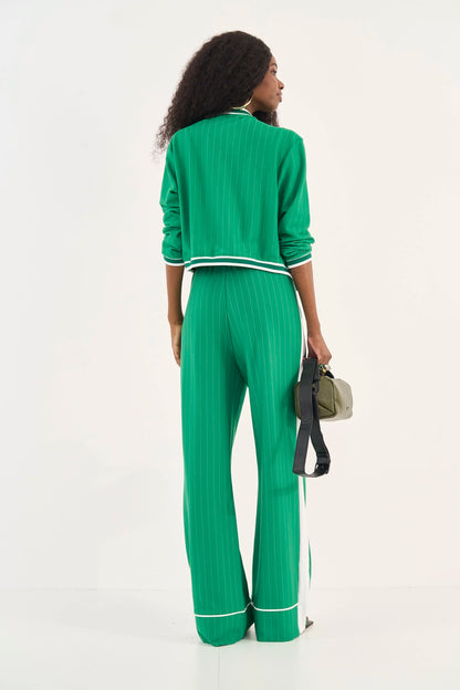 Calça Riscas Wide Leg Jade - Colcci