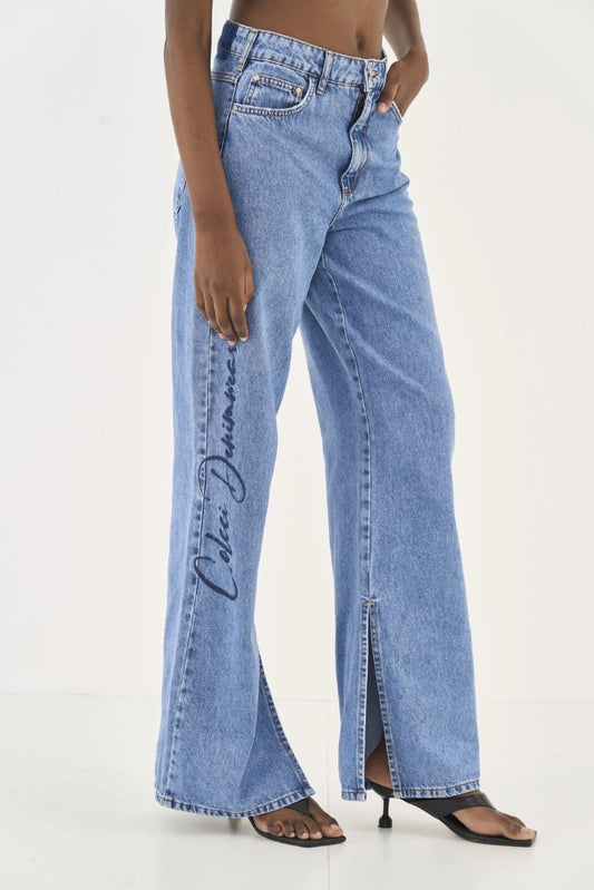 Calça Jeans Juliette Wide Leg Com Bordado - Colcci