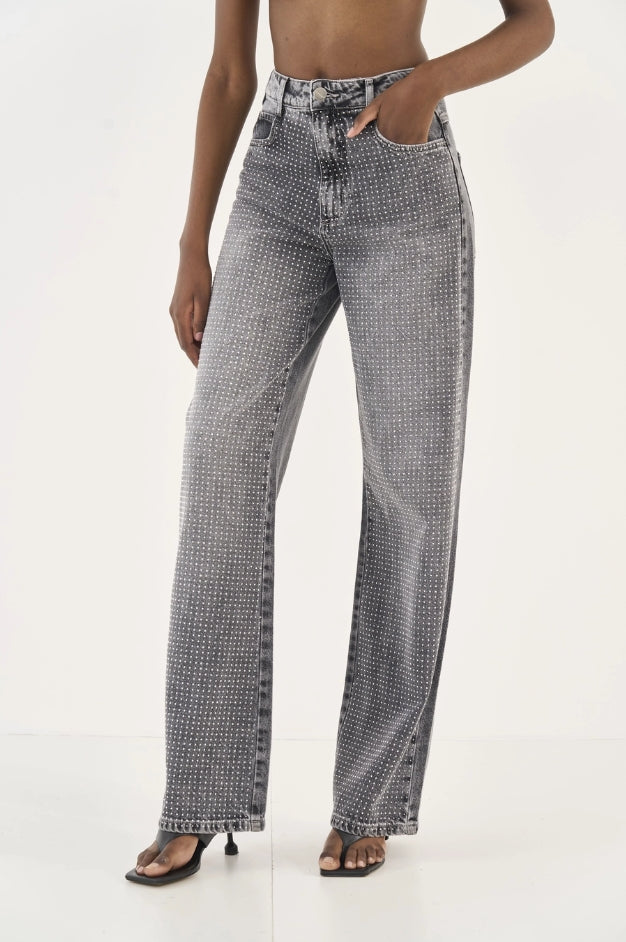Calça Jeans Wide Leg Juliette Com Aplicação - Colcci