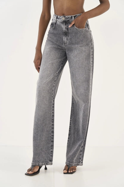 Calça Jeans Wide Leg Juliette Com Aplicação - Colcci