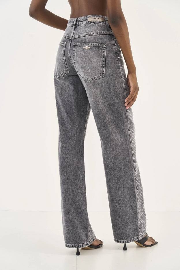 Calça Jeans Wide Leg Juliette Com Aplicação - Colcci