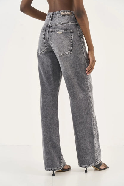Calça Jeans Wide Leg Juliette Com Aplicação - Colcci