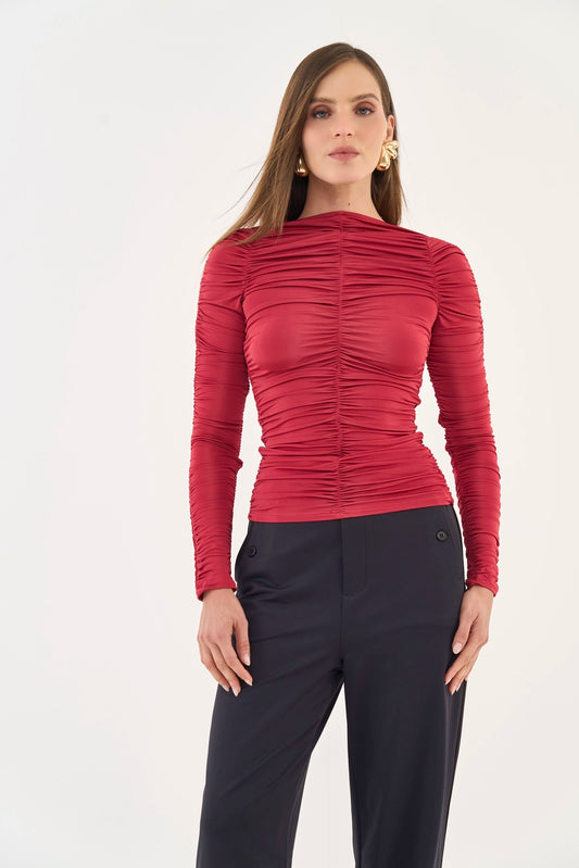 Blusa Slim Manga Longa Franzida - Colcci