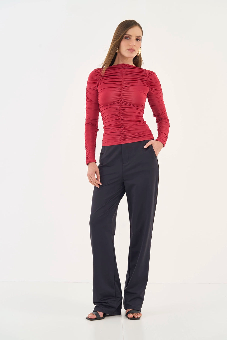Blusa Slim Manga Longa Franzida - Colcci