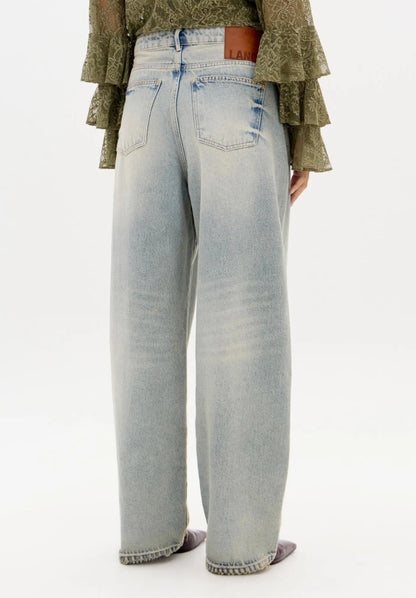 Calça Jeans Baggy De Cintura Média - Lança Perfume