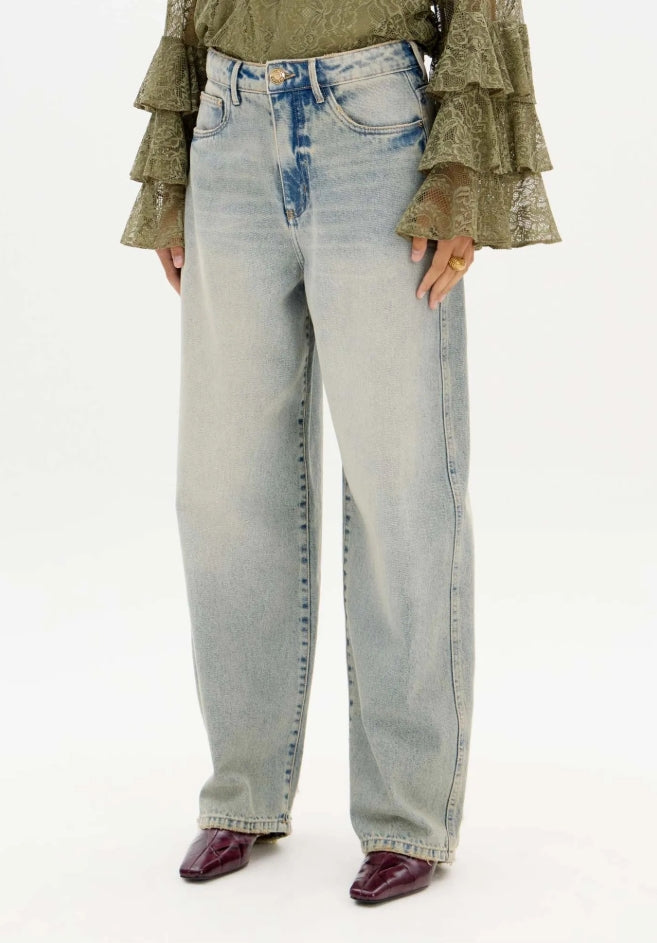 Calça Jeans Baggy De Cintura Média - Lança Perfume