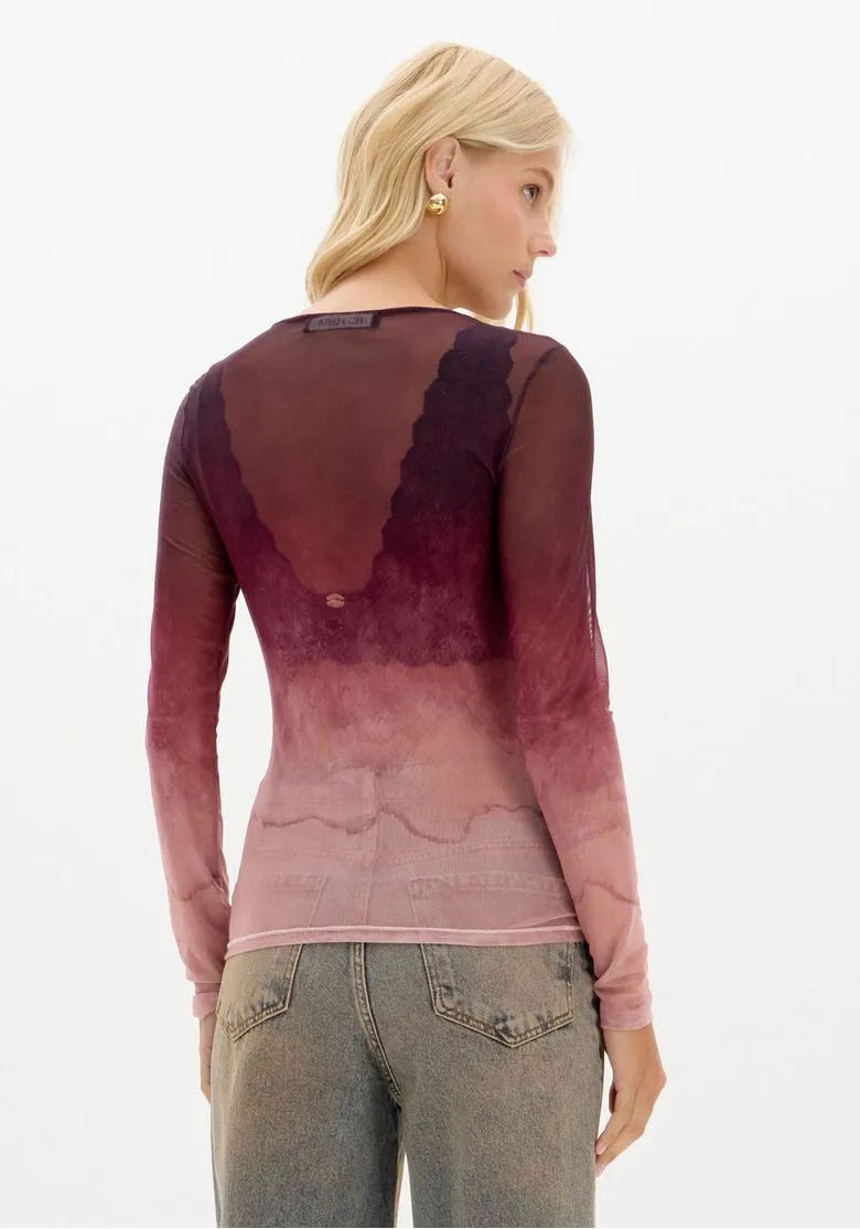Blusa Tule Manga Longa Estampada - Lança Perfume