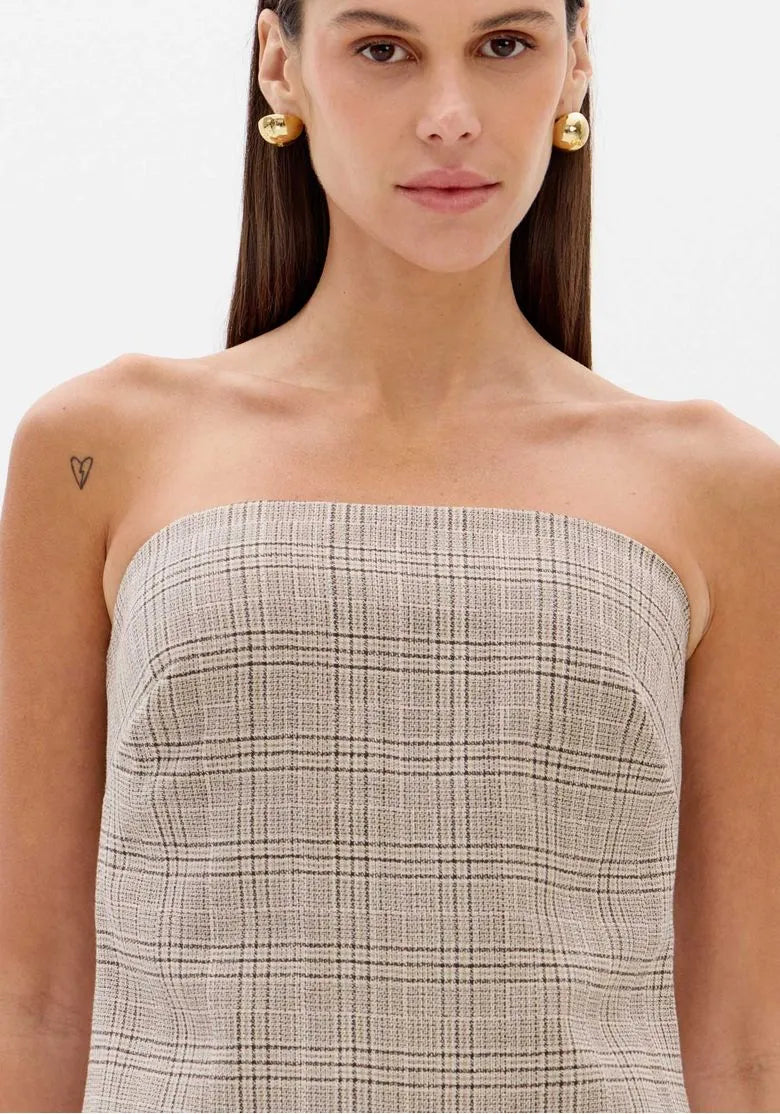 Blusa Sem Alças Alongada Com Linho - Lança Perfume