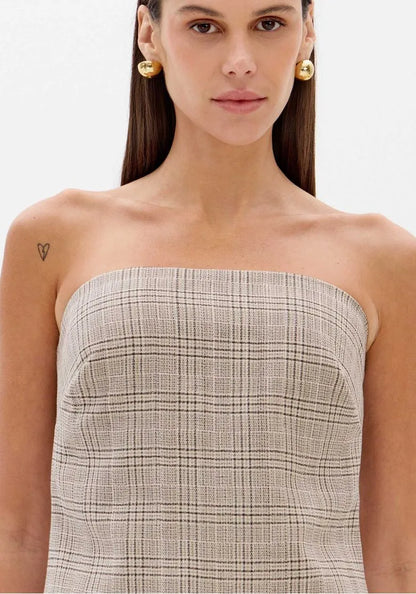 Blusa Sem Alças Alongada Com Linho - Lança Perfume
