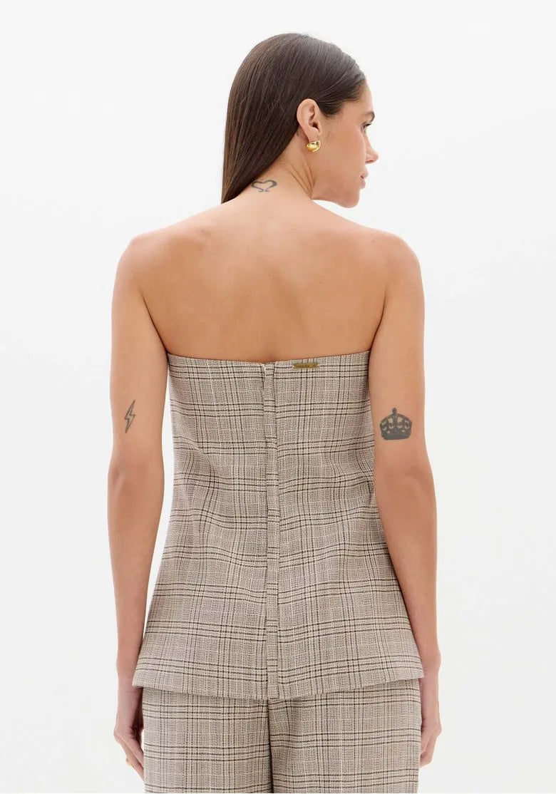 Blusa Sem Alças Alongada Com Linho - Lança Perfume