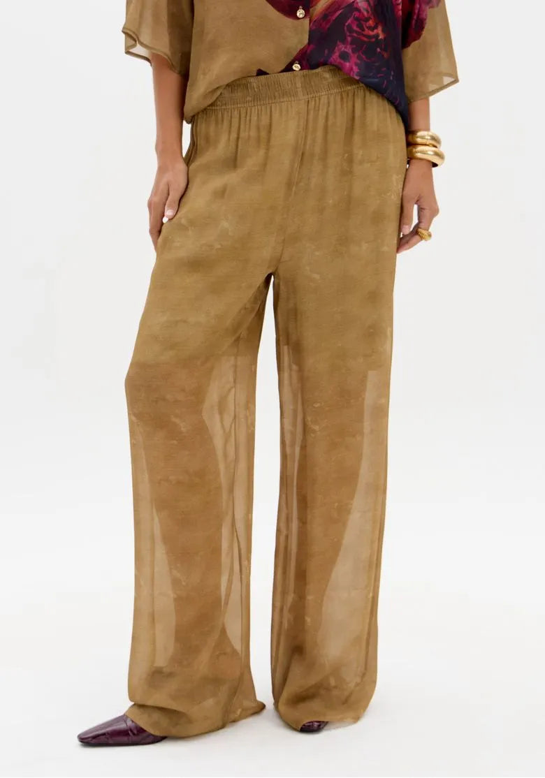 Calça Wide Leg Estampada Cintura Alta - Lança Perfume