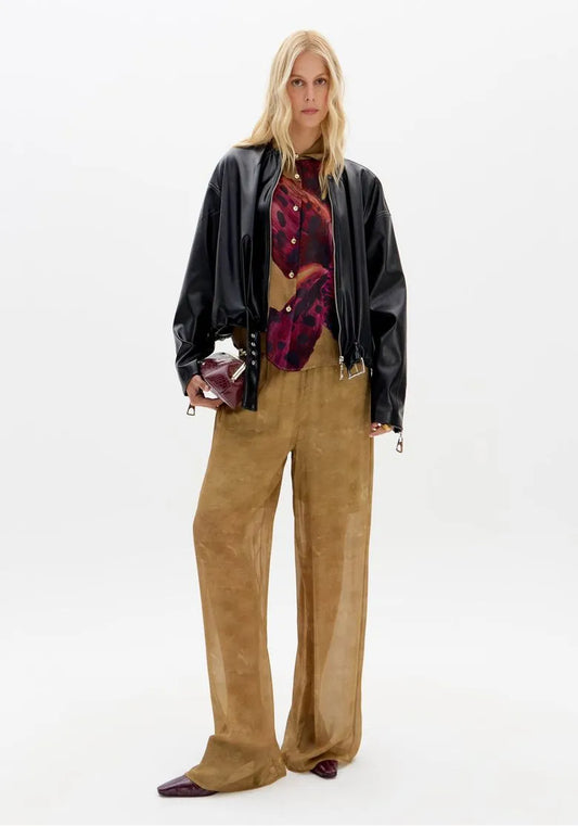Calça Wide Leg Estampada Cintura Alta - Lança Perfume