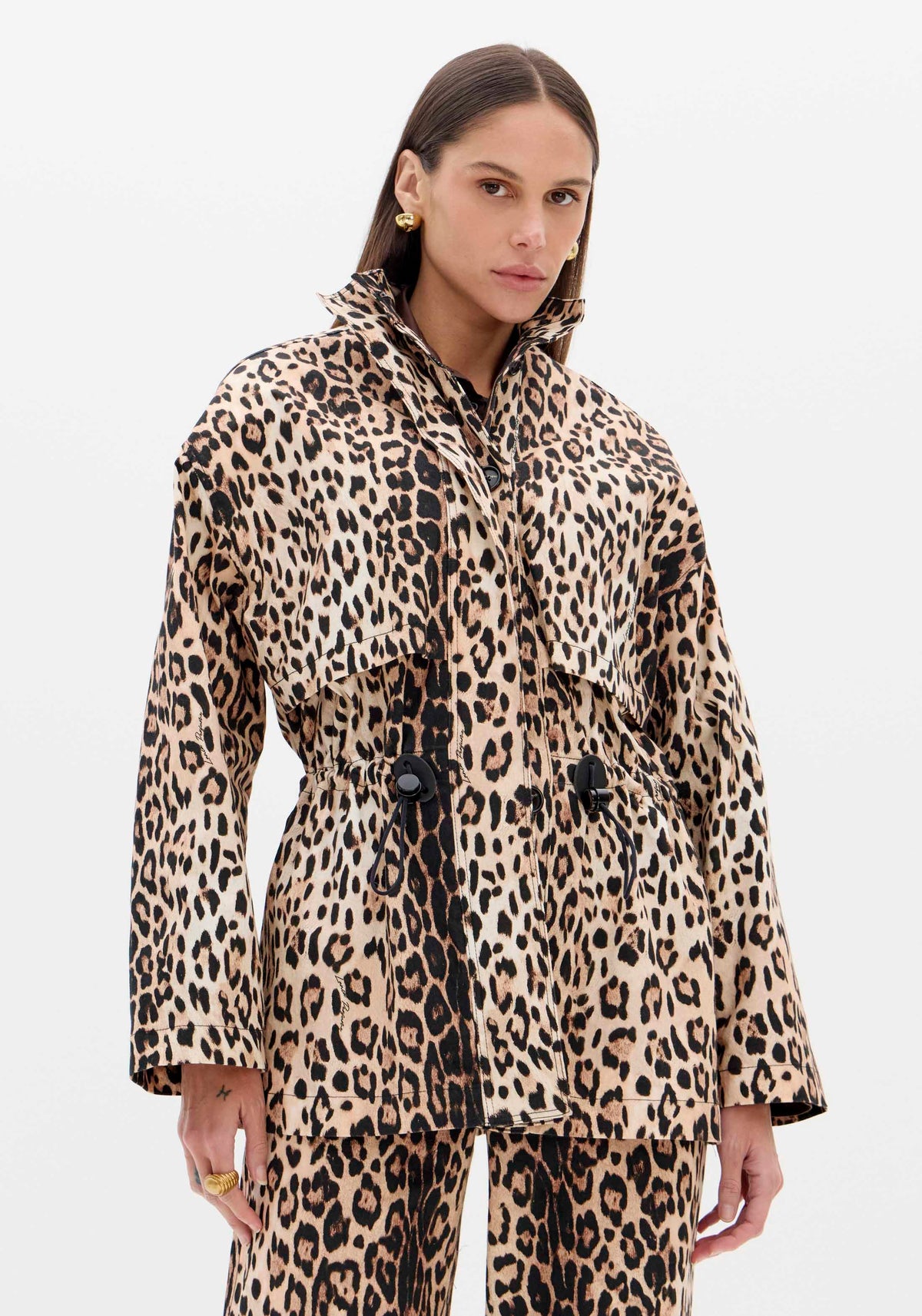 Parka Oversized Sarja Animal Print - Lança Perfume