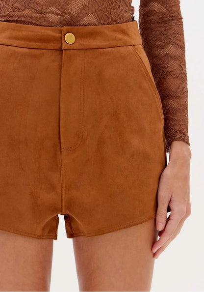 Calção Cintura Alta Malha Suede - Lança Perfume