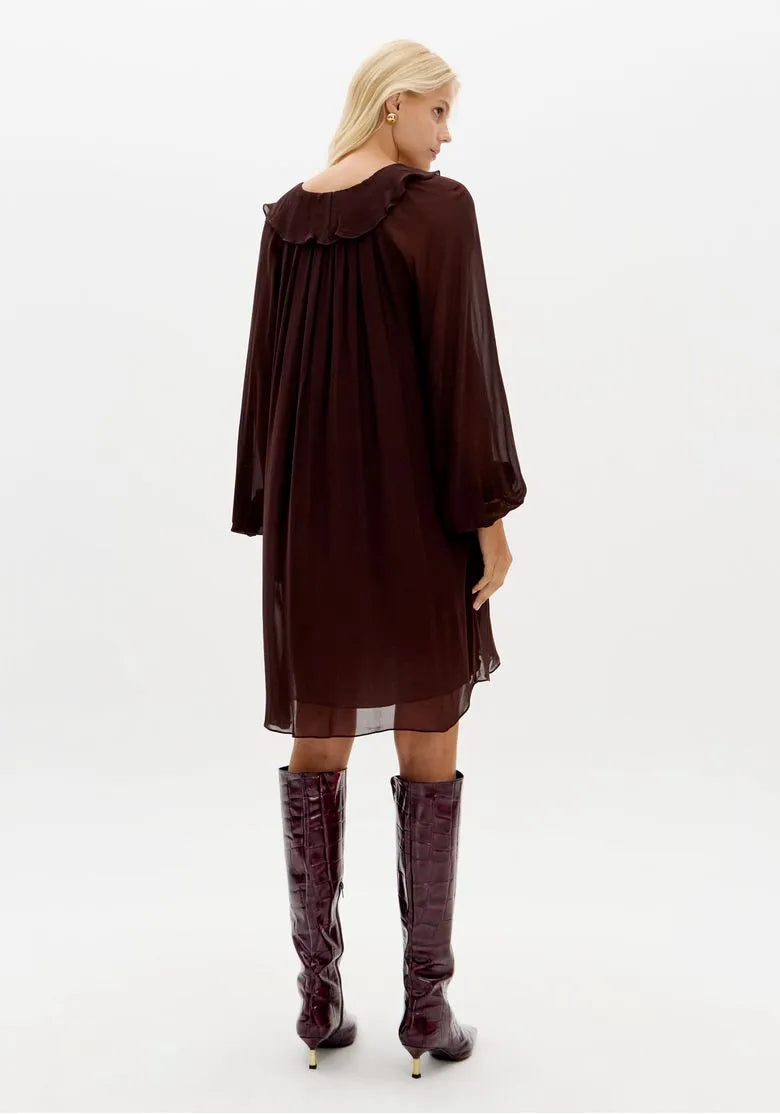 Vestido Curto Chiffon Mangas Longas - Lança Perfume