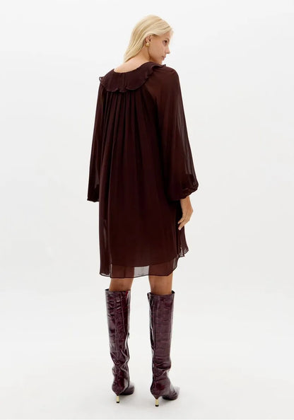 Vestido Curto Chiffon Mangas Longas - Lança Perfume