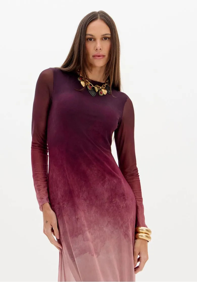 Vestido Estampado De Manga Longa - Lança Perfume