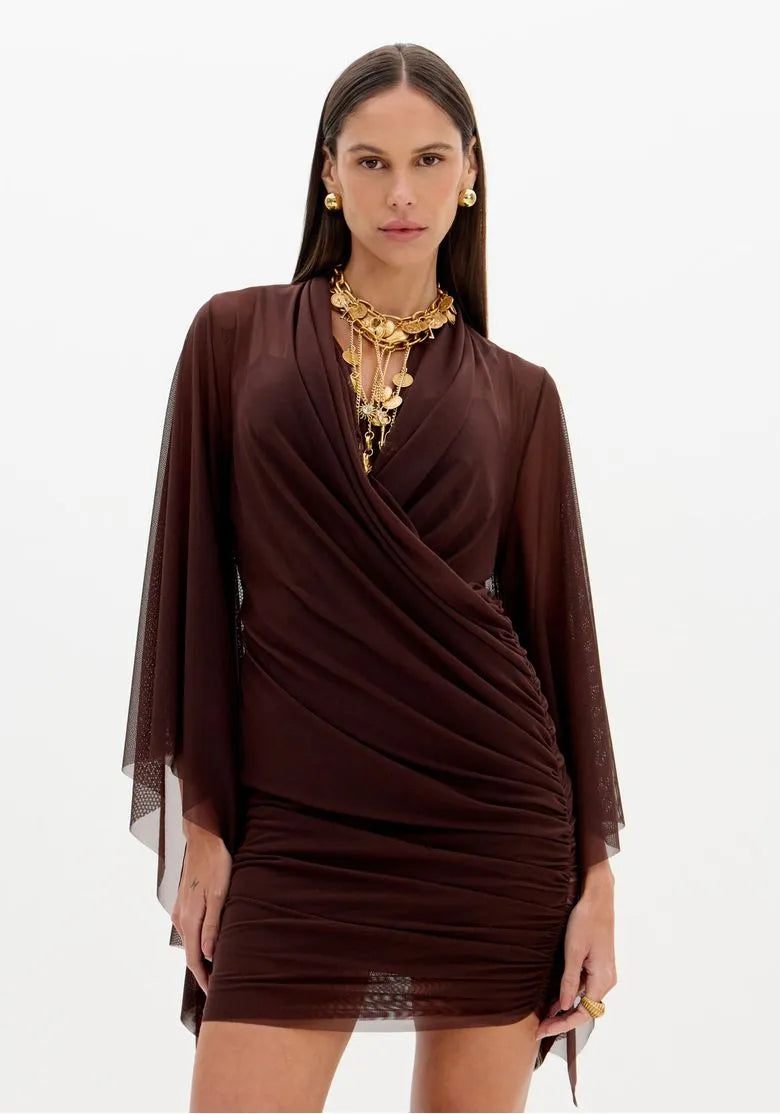 Vestido Curto Transpassado Tule - Lança Perfume