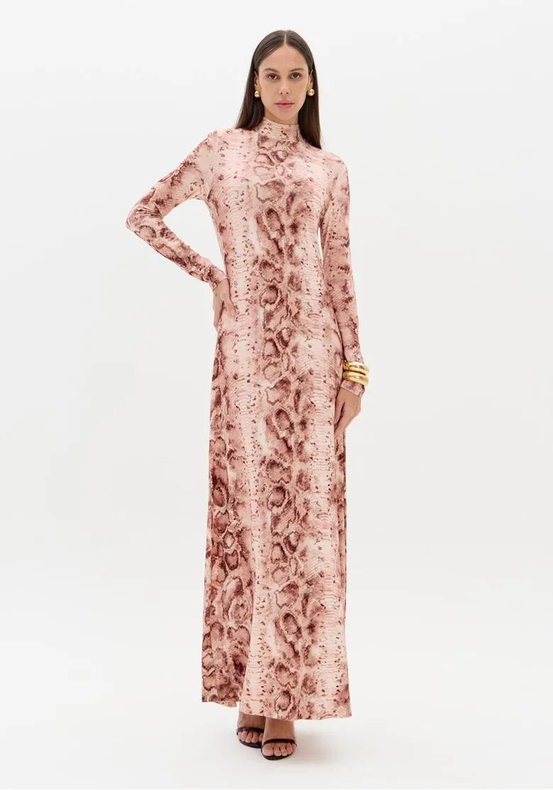 Vestido De Manga Longa Estampado - Lança Perfume