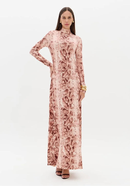 Vestido De Manga Longa Estampado - Lança Perfume