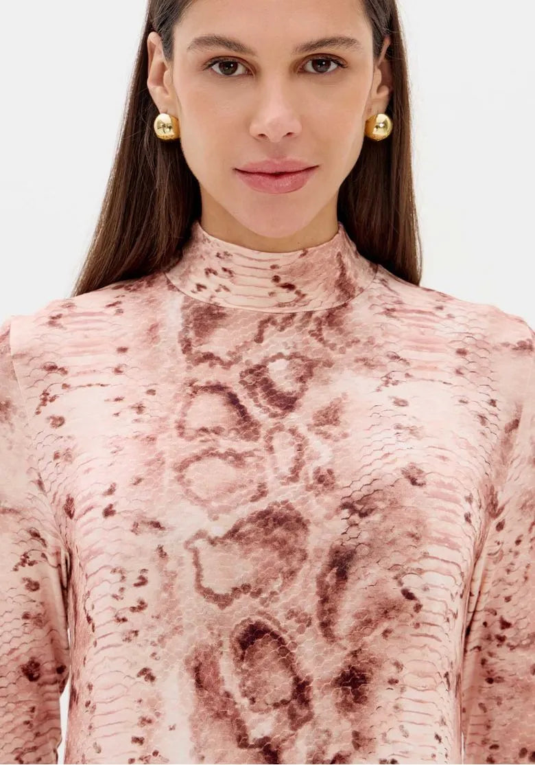 Vestido De Manga Longa Estampado - Lança Perfume