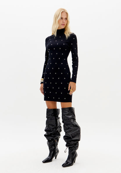 Vestido Curto com Tachas Preto - Lança Perfume