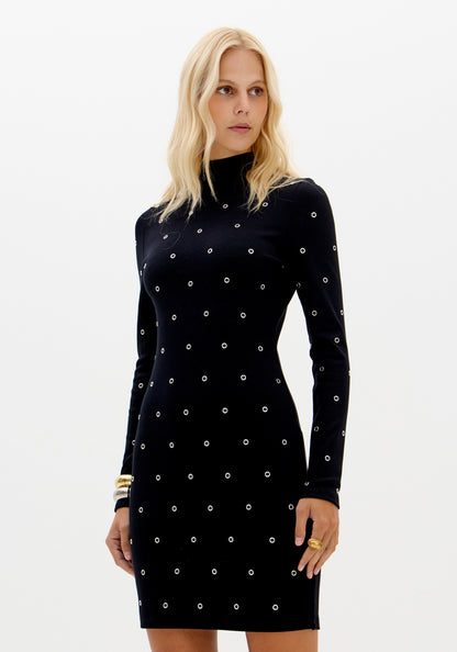 Vestido Curto com Tachas Preto - Lança Perfume