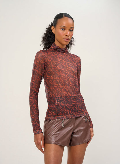 Blusa Feminina Gola Alta com Estampa - Open