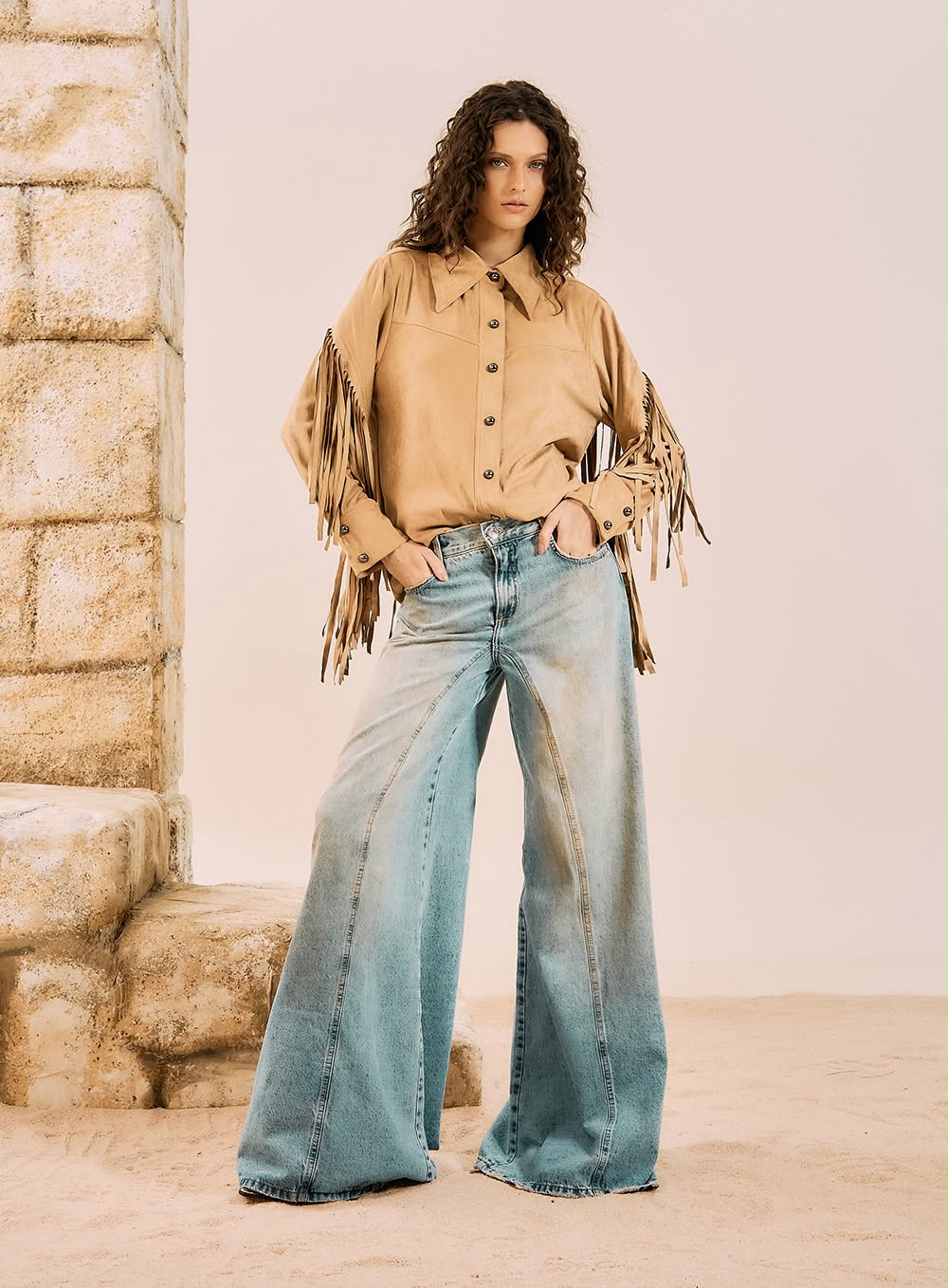 Camisa Western em Camurça com Franjas
